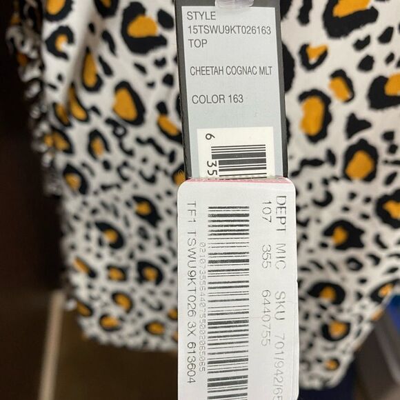 Tahari ASL Fitted sleeveless jersey knit wrap top in cognac cheetah print - Picture 6 of 9